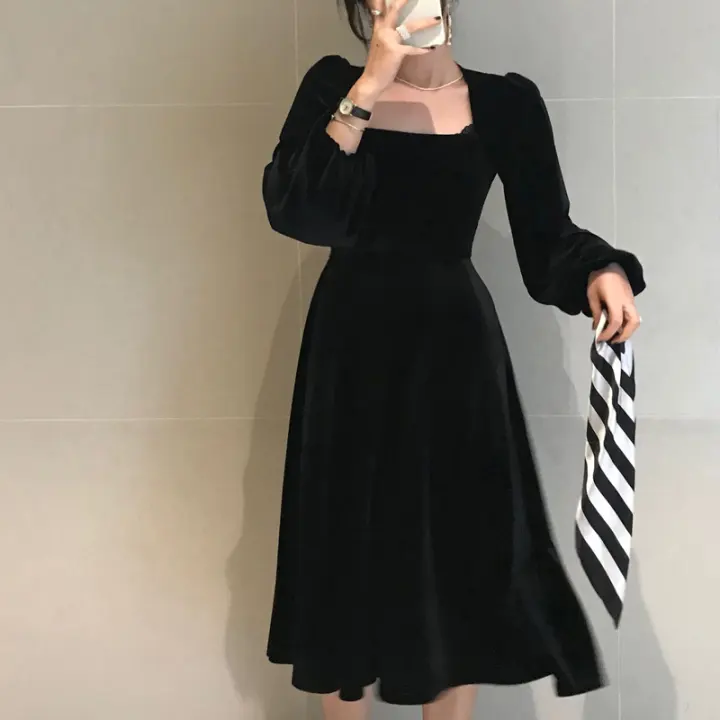 mid length velvet dress