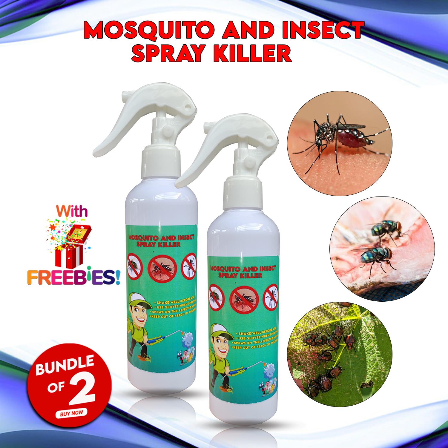 Bundle Of 2 Mosquito And Insect With Freebies Spray Killer 250mlfor Indoor And Outdoor 5855