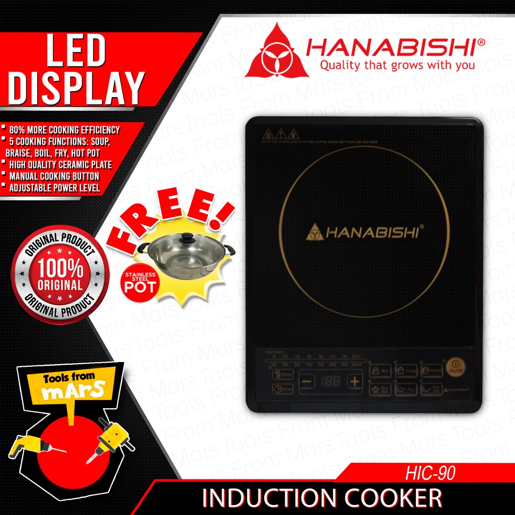 HANABISHI Induction Cooker with LED Display HIC90 •TOOLS FROM MARS