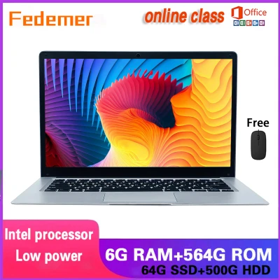[Free gift] 14 inches with 6GB RAM 128 / 500GB ROM SSD Free office Windows 10 Intel J3355 / N3350 Intel processor windows 10 for online teaching ultra-thin notebook office computer and narrow border HD screen