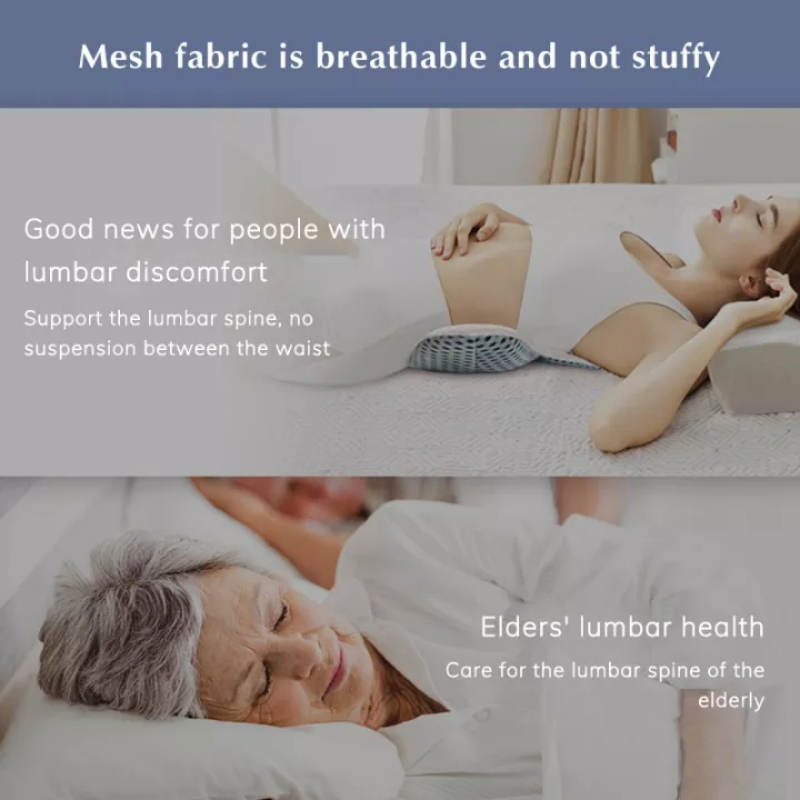 Lumbar Pillow for Sleeping, Adjustable Height 3D Lower Back