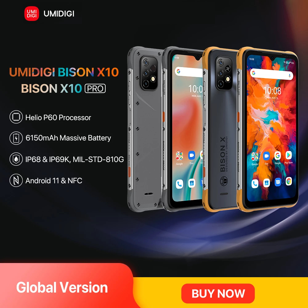 UMIDIGI BISON X10 4GB 64GB NFC Android Rugged Smartphone IP68