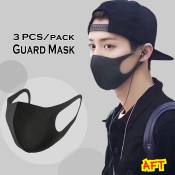 1 Pack Black Guard Mouth Mask Breathable Unisex Sponge Face Mask Reusable Anti Pollution Face Shield Wind Proof Mouth Cover