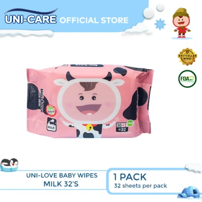 UniLove Milk Scent Baby Wipes 32's Pack of 1