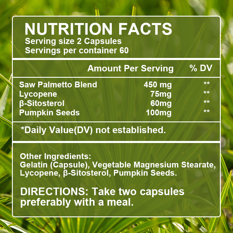 GPGP GreenPeople 450mg Thực phẩm bổ sung Saw Palmetto thảo dược - Advanced Saw Palmetto giúp tăng trưởng tóc và hỗ trợ tiết niệu cho phụ nữ và nam giới