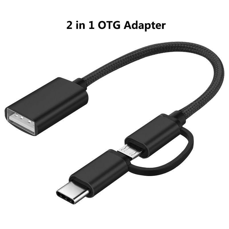 2 in 1 USB OTG Cable Adapter to Micro USB+TypeC Connector USB