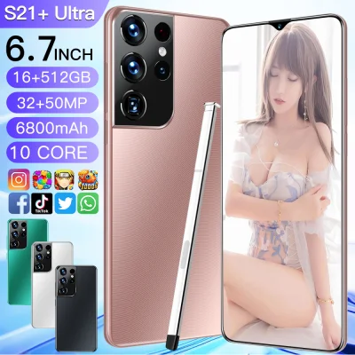 Hot Sale S21+Ultra Smartphone 16GB RAM 512GB ROM Gaming Smartphone 6.7 Inches Big Screen Smartphone 32MP+50MP Professtional Camera 6800mAH Large Battery Android 11.0 System With E-pen Support 4G&5G Professtional Gaming Smartphone