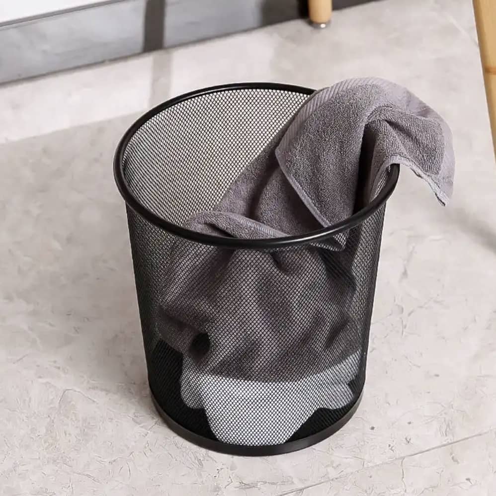 Metal Mesh Trash Can , Wire Mesh Trash Can Waste Paper Round Trash can