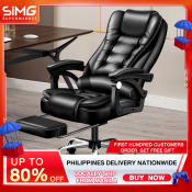 Modern Minimalist Reclining Office Chair with Footrest - 