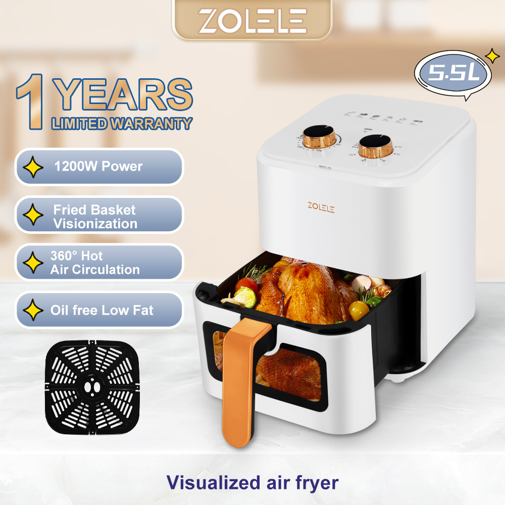 ZOLELE Original Air Fryer 5.5L Multifunction Visualization Oil Free Air