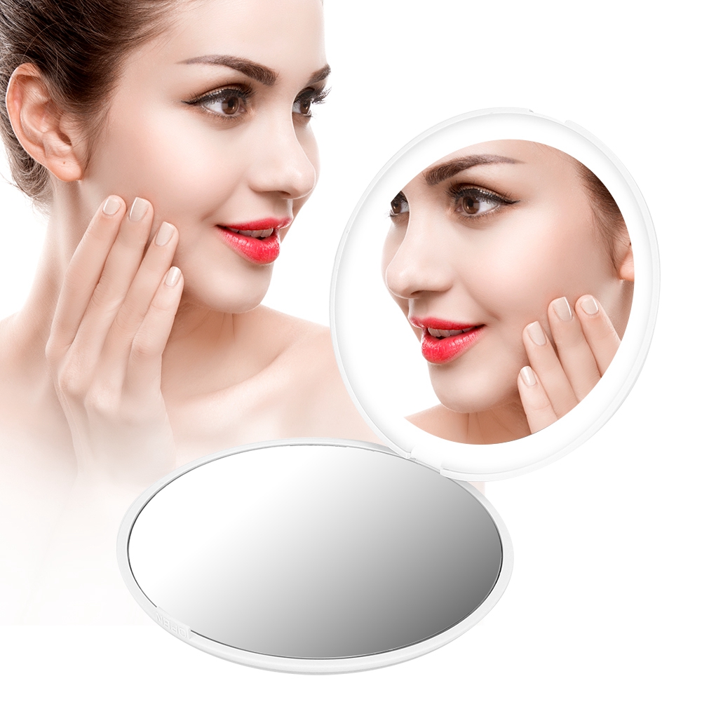 10X magnifying makeup mirror with lights portable foldable mini 12 leds makeup mirror cosmetic tool