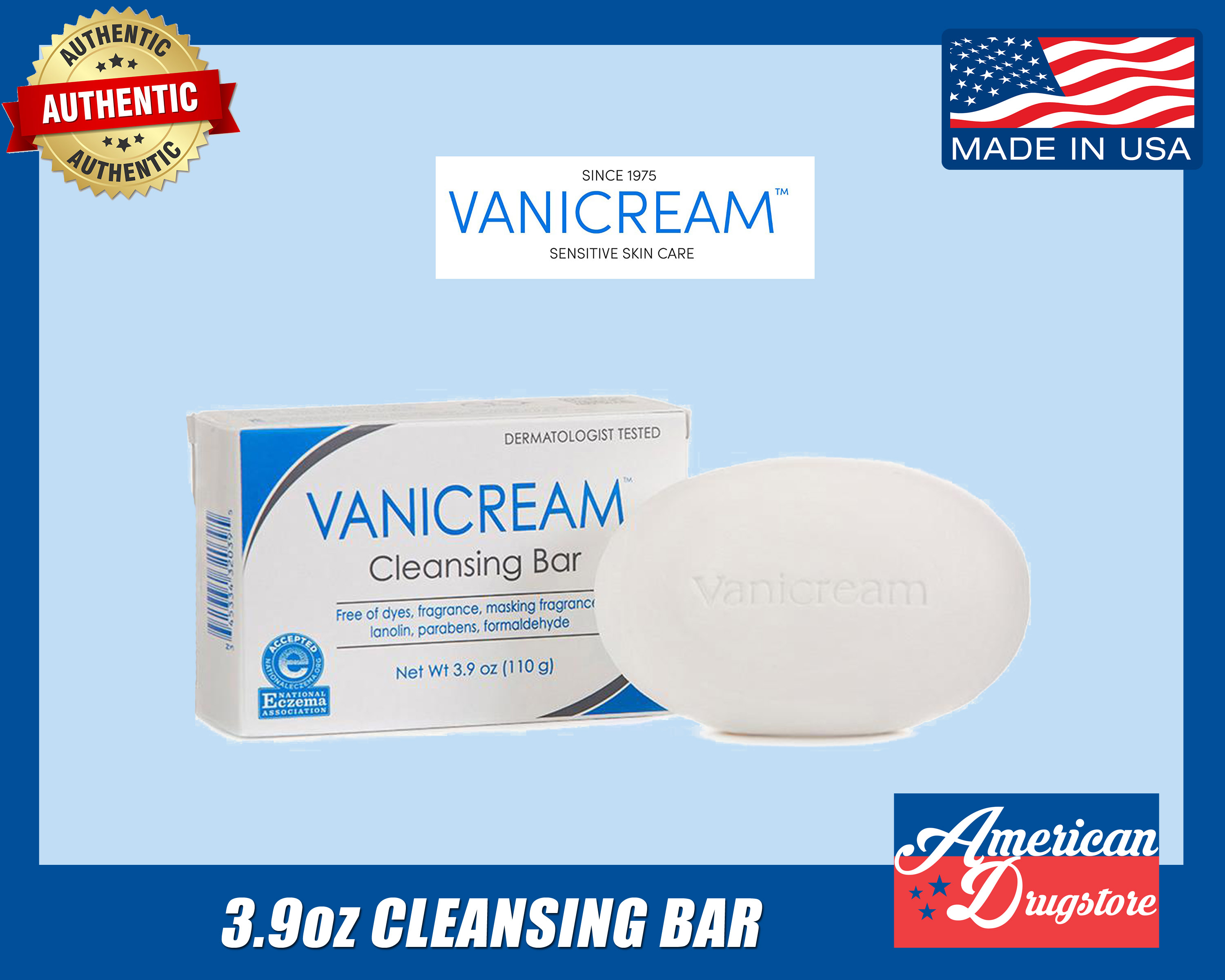 Vanicream ZBar Pyrithione Zinc 2 Seborrheic Dermatitis AntiDandruff Medicated Cleansing Bar