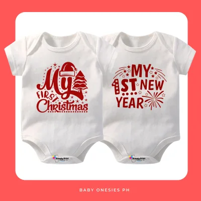 My First Christmas and Happy New Year Baby Bodysuit 0-12 months Cotton Romper Baby Girl Baby Boy Onesie Infant Outfit