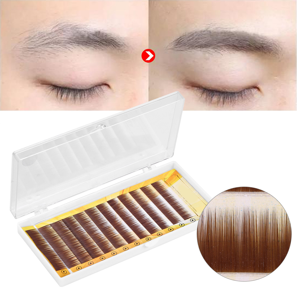 False Eyelashes 12 Pcs Mixed Dark Brown False Eyebrow Extension Fake Eyebrow Individual Eyebrows 5-8mm