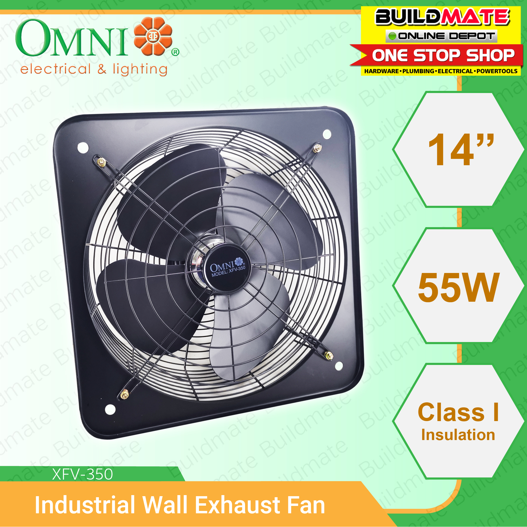OMNI INDUSTRIAL Metal Body Exhaust Fan Ventilator Air Circulator 14 inch  XFV-350 •BUILDMATE• Lazada PH