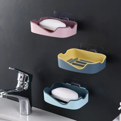 Punch-free Sticky Double Layer Drain Bathroom Soap Holder Drain Rack Soap Box Bathroom Soap Box Storage