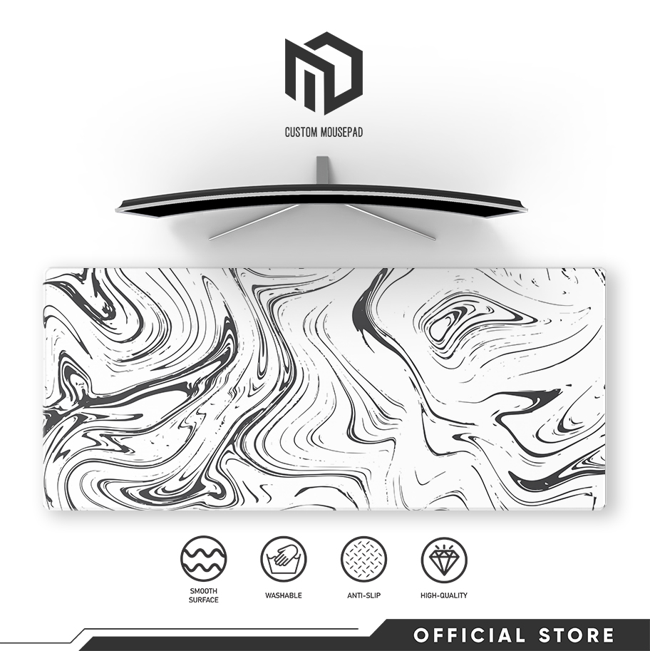 MD Custom Mousepad Marble Abstract White Custom Printed Large Extended