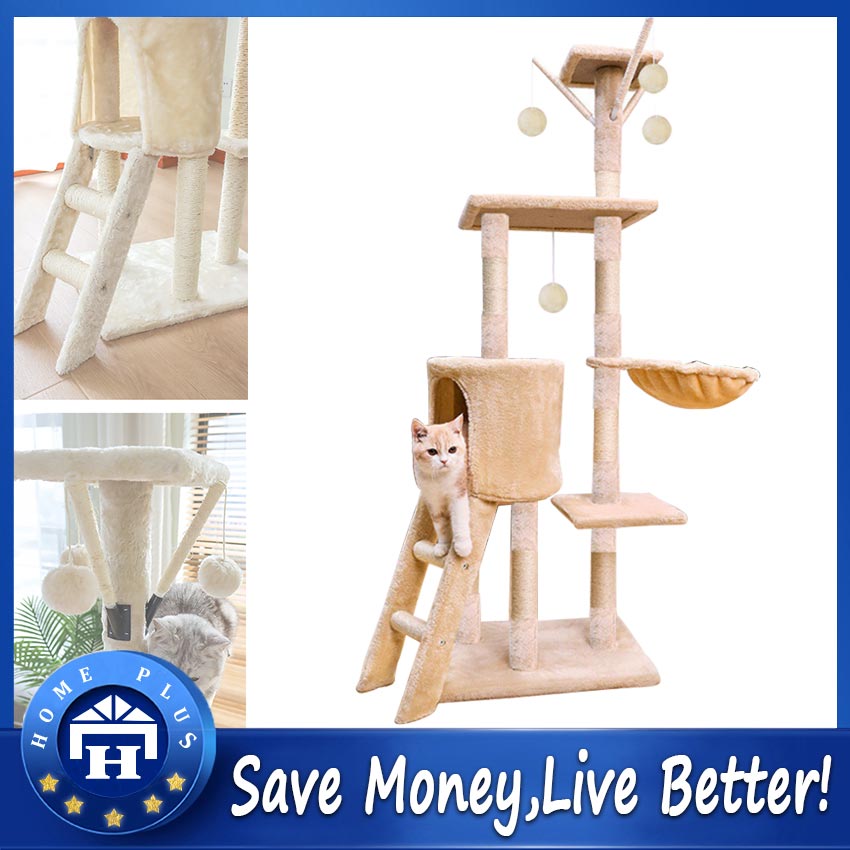 Pet Cat Tree House Condo Toy Scratching Post for Cats Wood Climbing