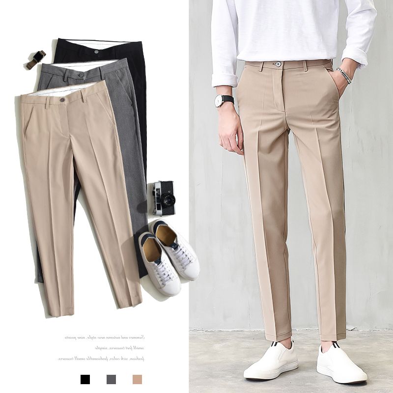 Prime Men's Pants Korean Suit Pants Casual Trousers Khaki Pants For Men  Formal Plain Slimfit Suit Trend Ankle Cut Pants | Lazada PH