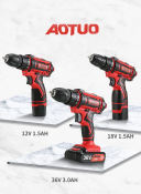AOTUO Cordless Drill Kit with Free Accessories, Variable Speed