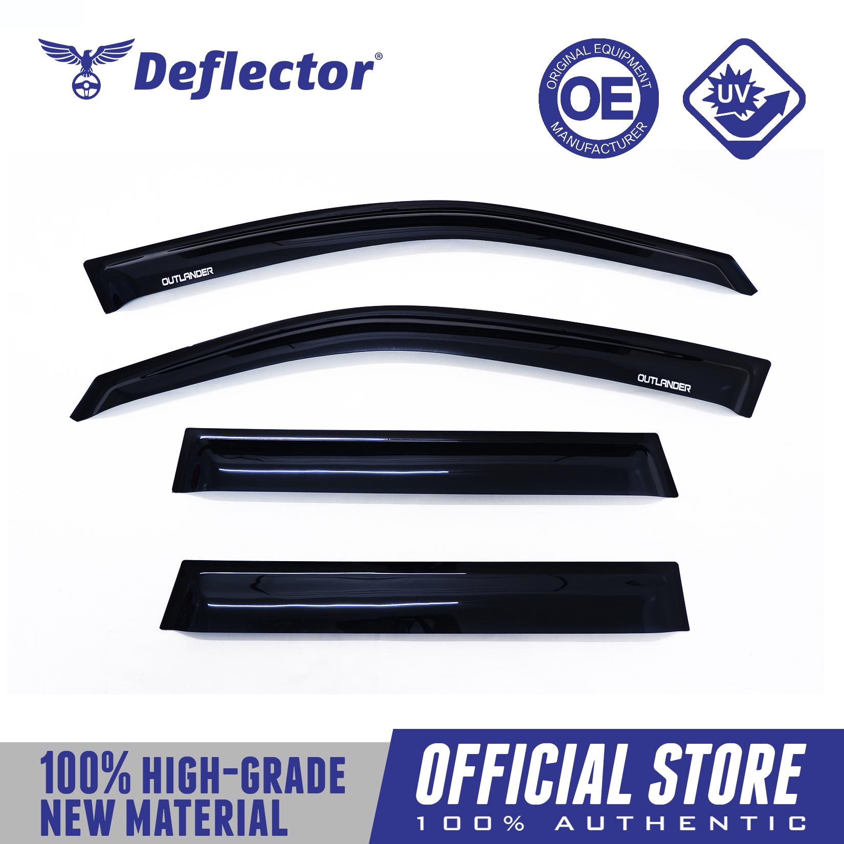 Deflector Door Visor for Mitsubishi Outlander 2003-, Black with Silver OUTLANDER, 4pcs. PN#DDV-360