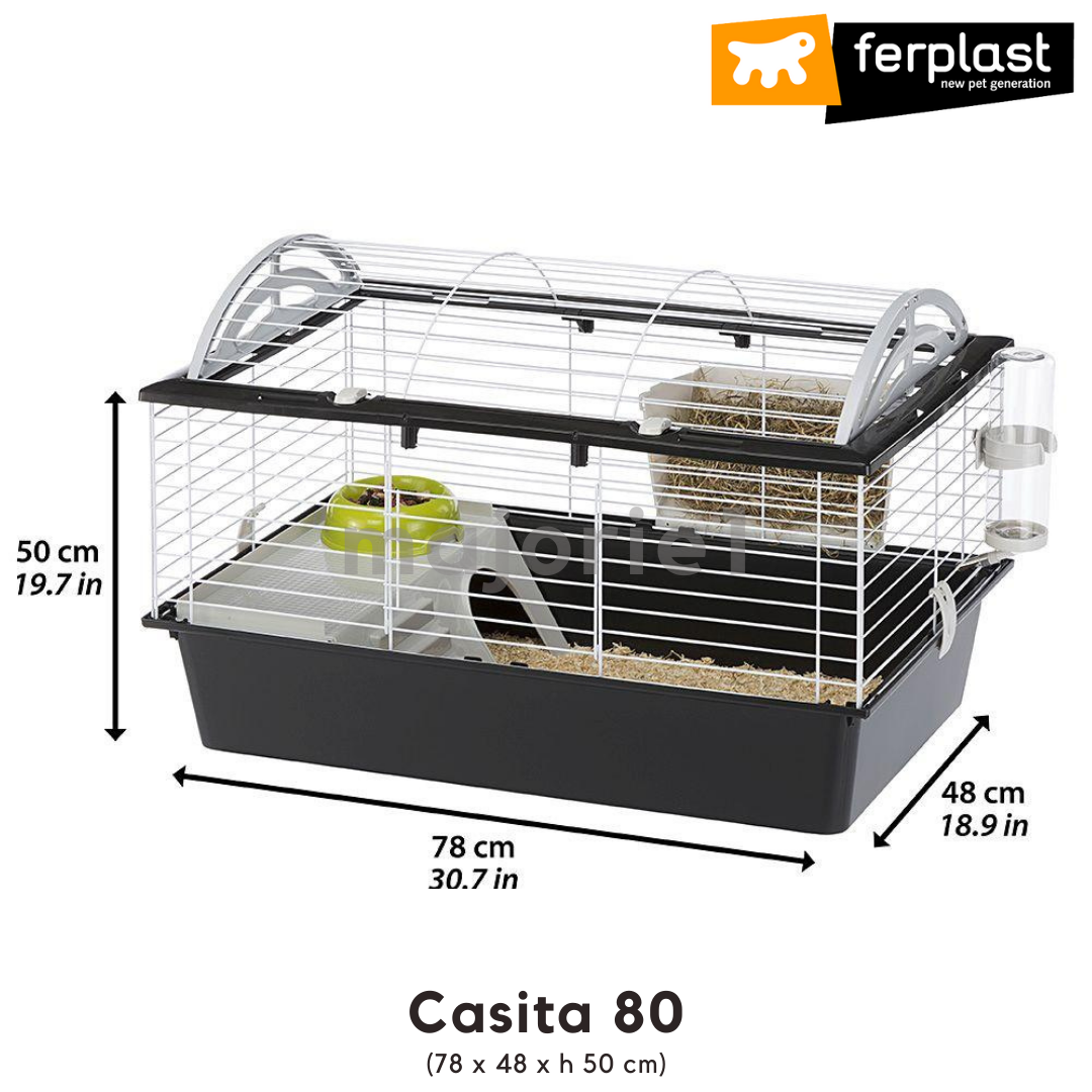 Ferplast Casita 80 Rabbit Cage / Guinea Pig Cage (78 x 48 x h 50 cm