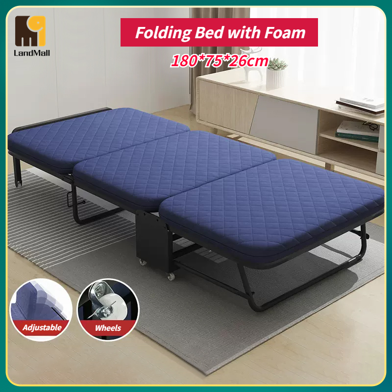 Landmall Folding Bed with thickened foam Nap Bed Single Escort Bed ...