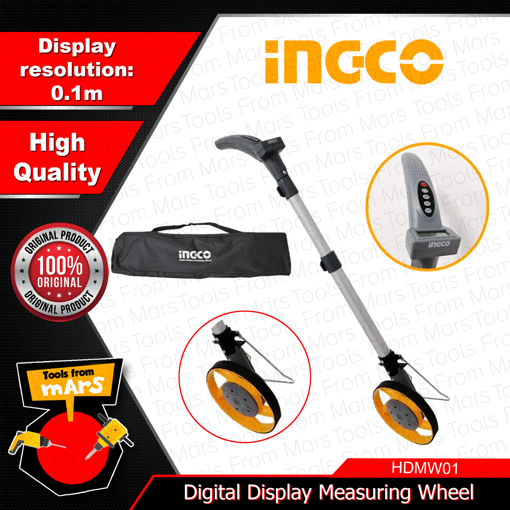 INGCO DIGITAL Display Measuring Wheel With Stand Metric & Inch HDMW01
