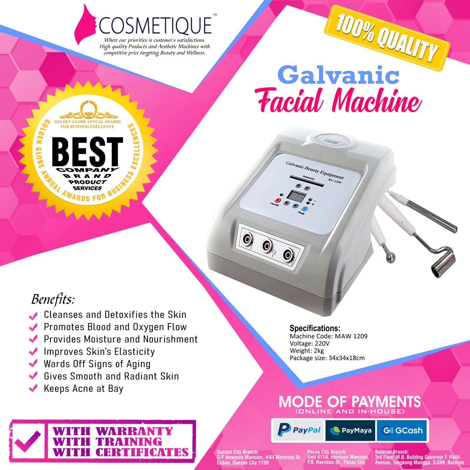 Portable Galvanic Facial Machine Preventing signs of aging, Detoxification, acne