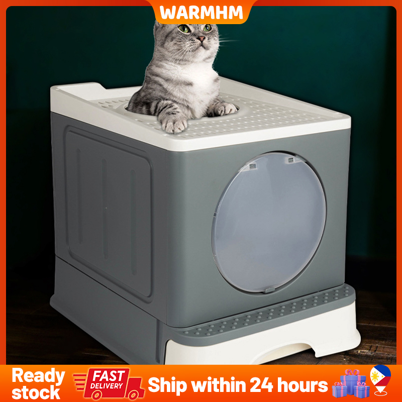 Cat Foldable Litter Basin Fully Closed Drawer Cat Toilet Splash Proof