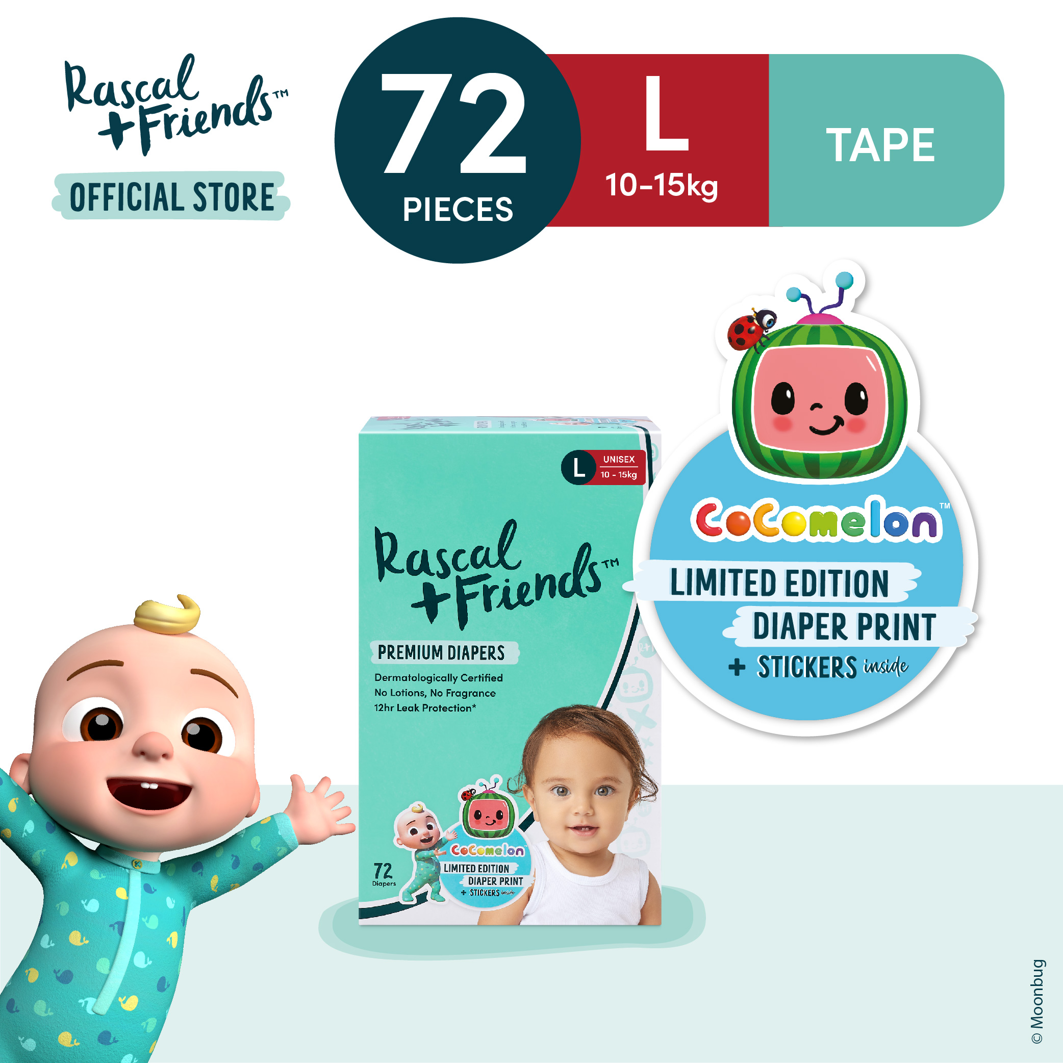 Rascal + Friends Cocomelon Pants Diapers - XXL