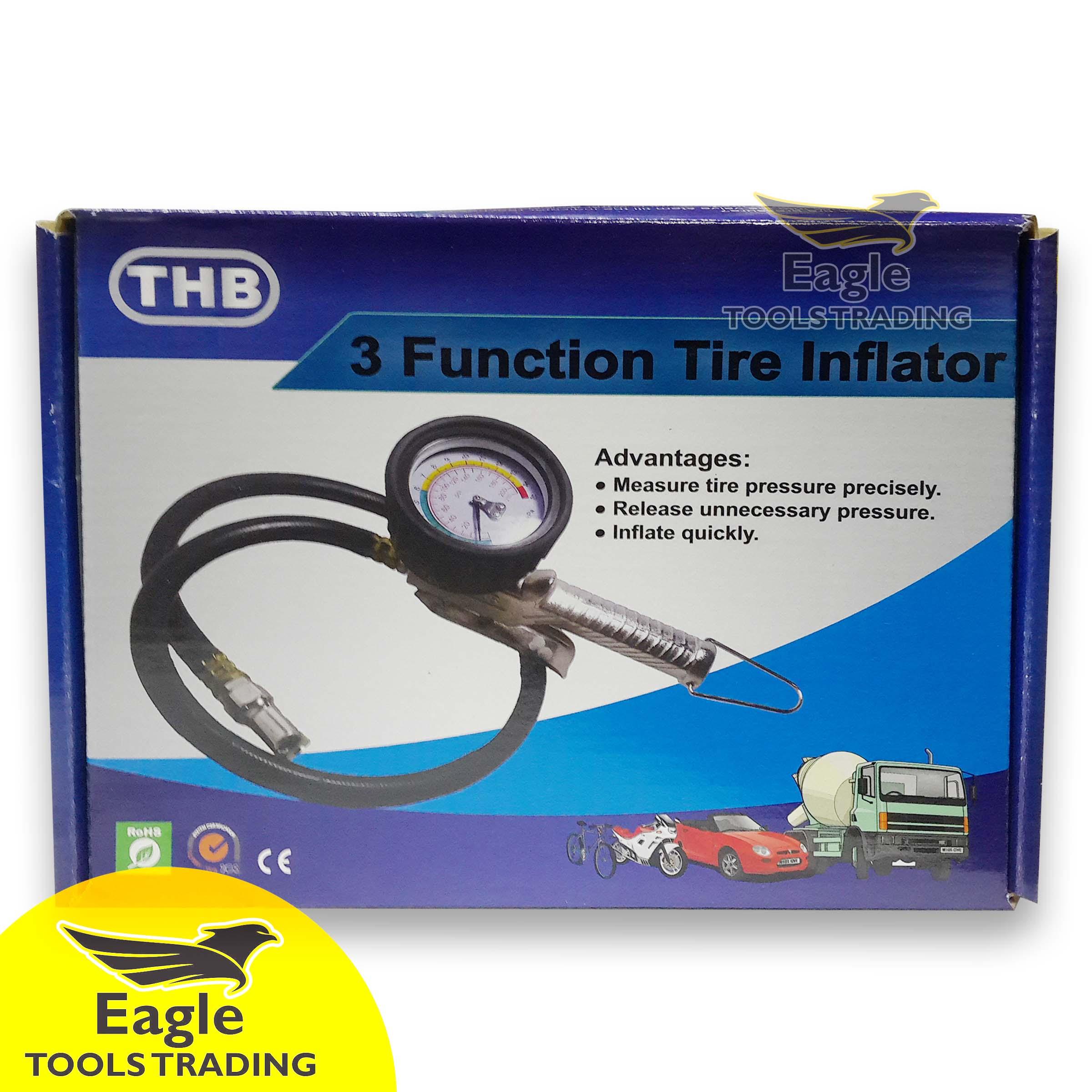 THB Tire Pressure Gauge (3 function tire inflator) 3 inch Dial Gauge
