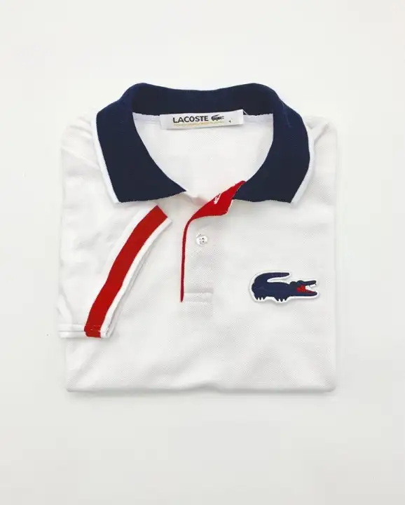 Men's Lacoste Polo Shirt White Red CC 