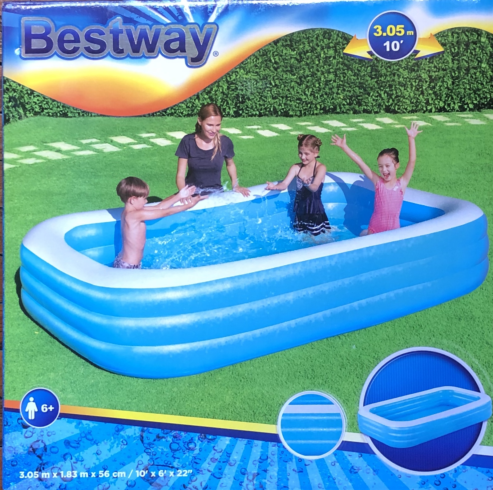 2020 New Large Deluxe Rectangular Inflatable Swimming Pool Family Paddling 3.05 