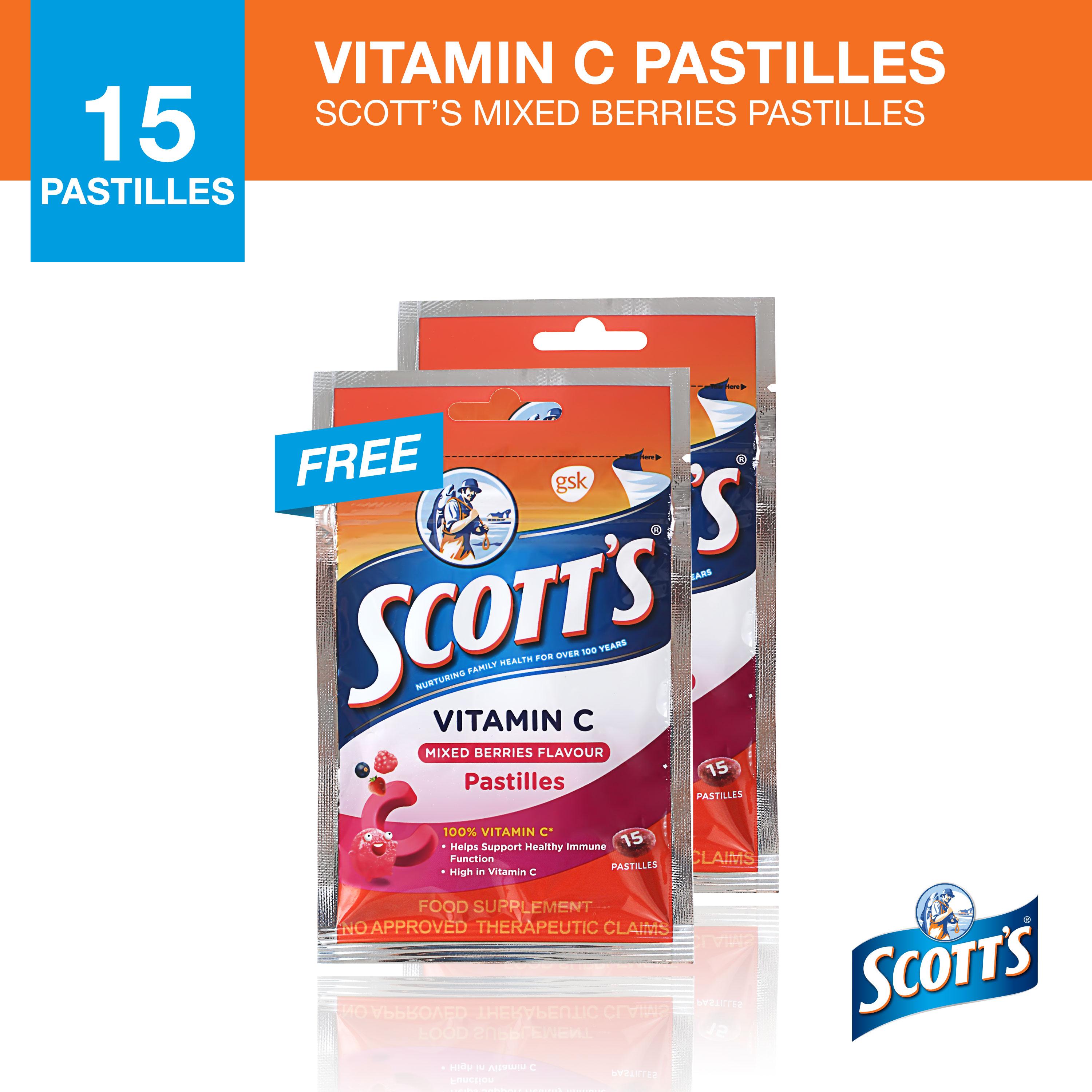 Scott's Vitamin C Pastilles Mixed Berries Flavour 15s [Buy 1 Take 1]