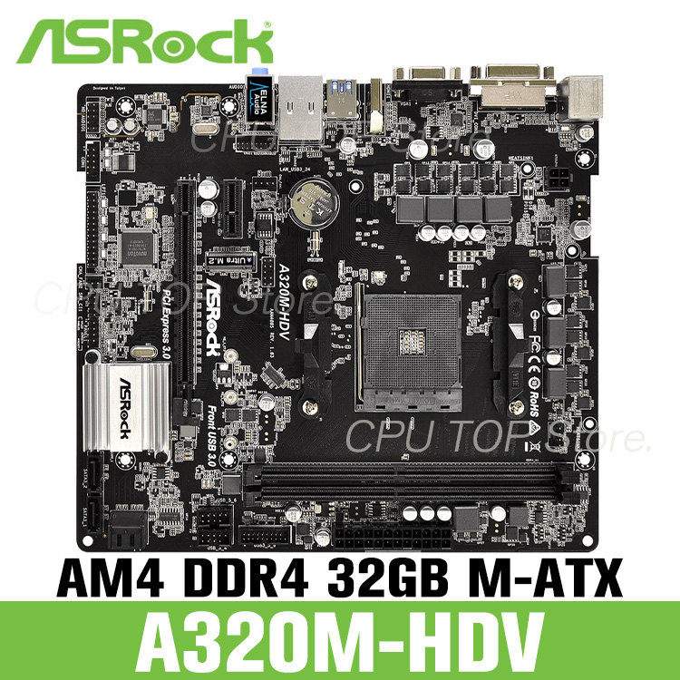 ⚡️For ASRock A320MHDV Motherboard AMD A320 Chipset Ryzen AM4 CPU DDR4