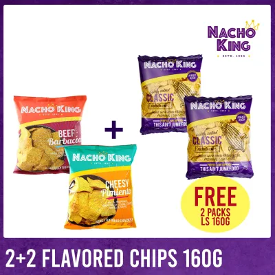 Nacho King 2+2 Flavored Tortilla Chips 160g - Buy 2 Flavored Chips FREE 2 packs Lightly Salted 160g