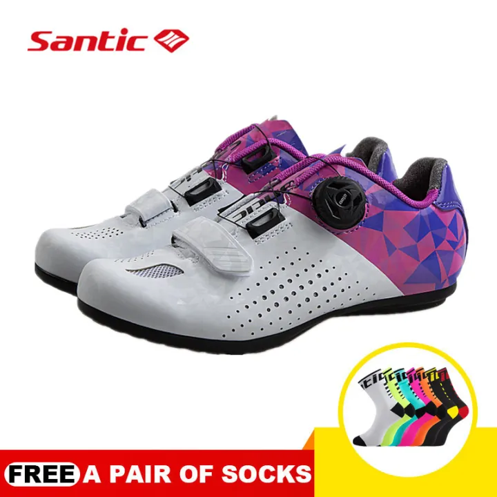 purple road cycling shoes