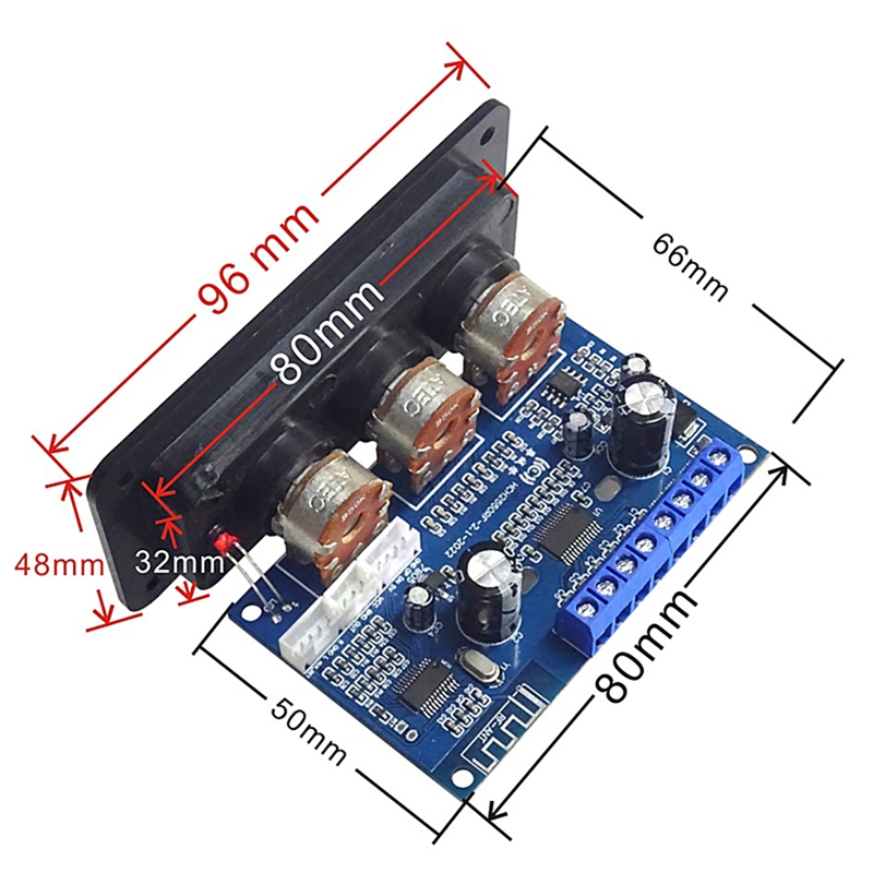 BT5.0 2.1 Channel Digital Amplifier Board+AUX Cable+Remote Control 2X25W+50W Subwoofer Class D Amplifier Board DC12-20V