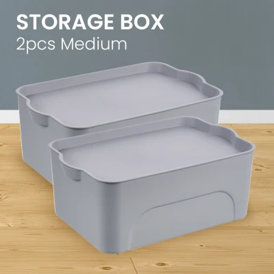 Locaupin 2pc Medium Size Home Clothes Underwear Storage Shelf Organizer Plastic Container Box w/ Handle (Medium)