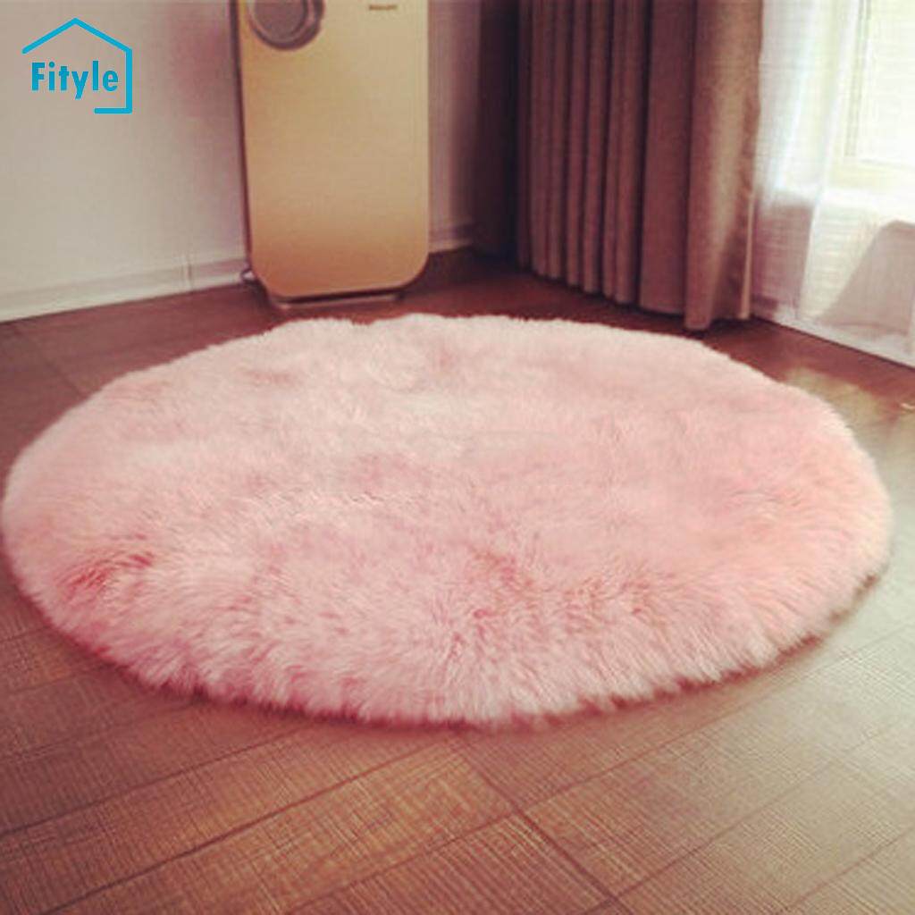 Fluffy Round Mat-Baby Pink