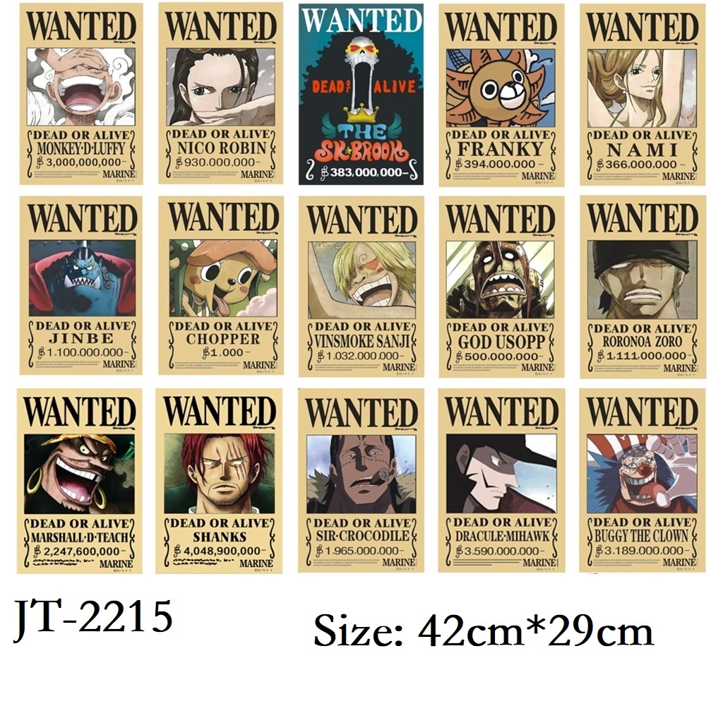 One Piece Poster Wanted Luffy Zoro Warlord Set Of 8/9 Small Set of 8/9 ...