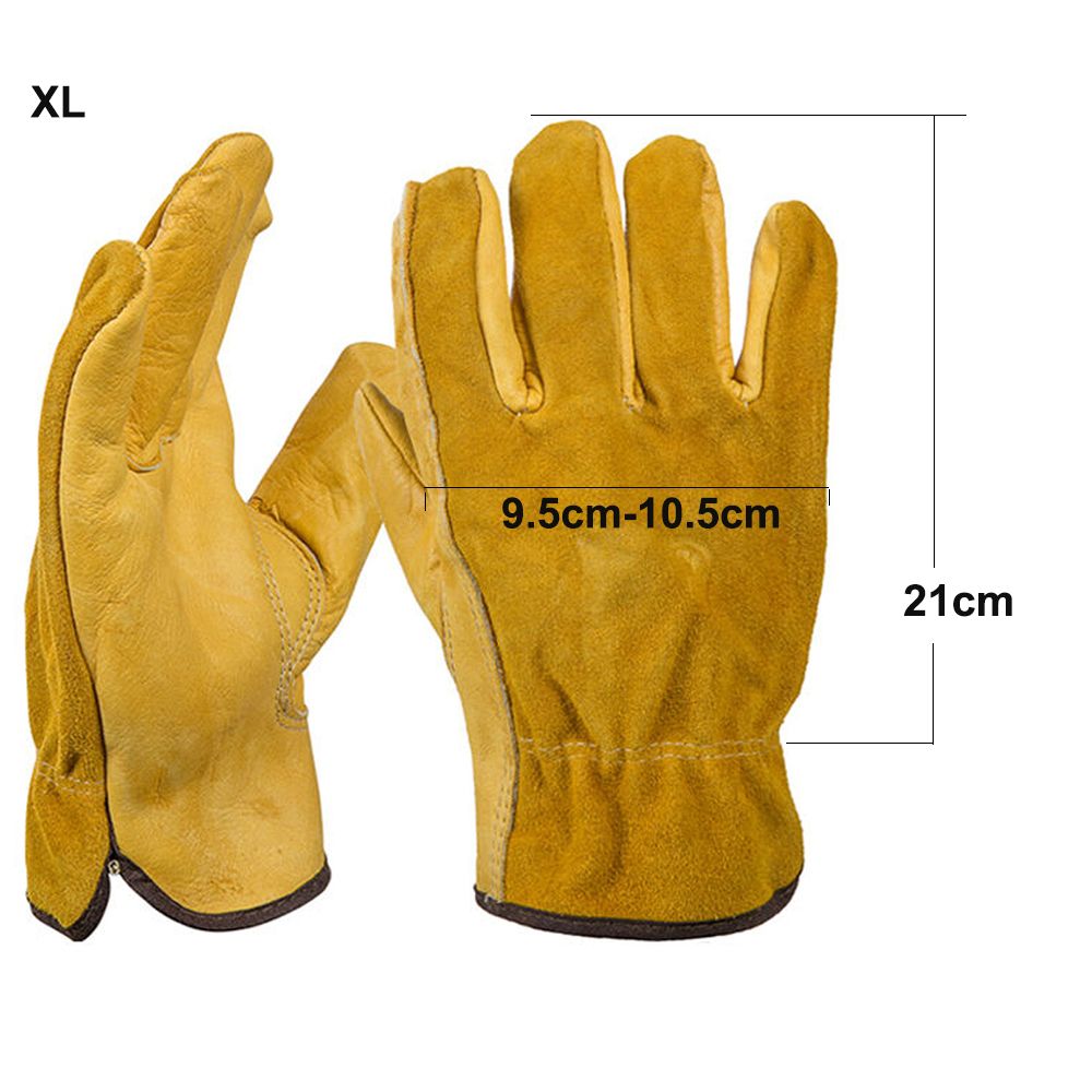 SUDMFK Bền chặt Chống cháy Đối với hàn Da bò Chống nóng Da bò Găng tay bảo vệ Găng tay thợ hàn Nguồn cung cấp An toàn lao động Găng tay an toàn