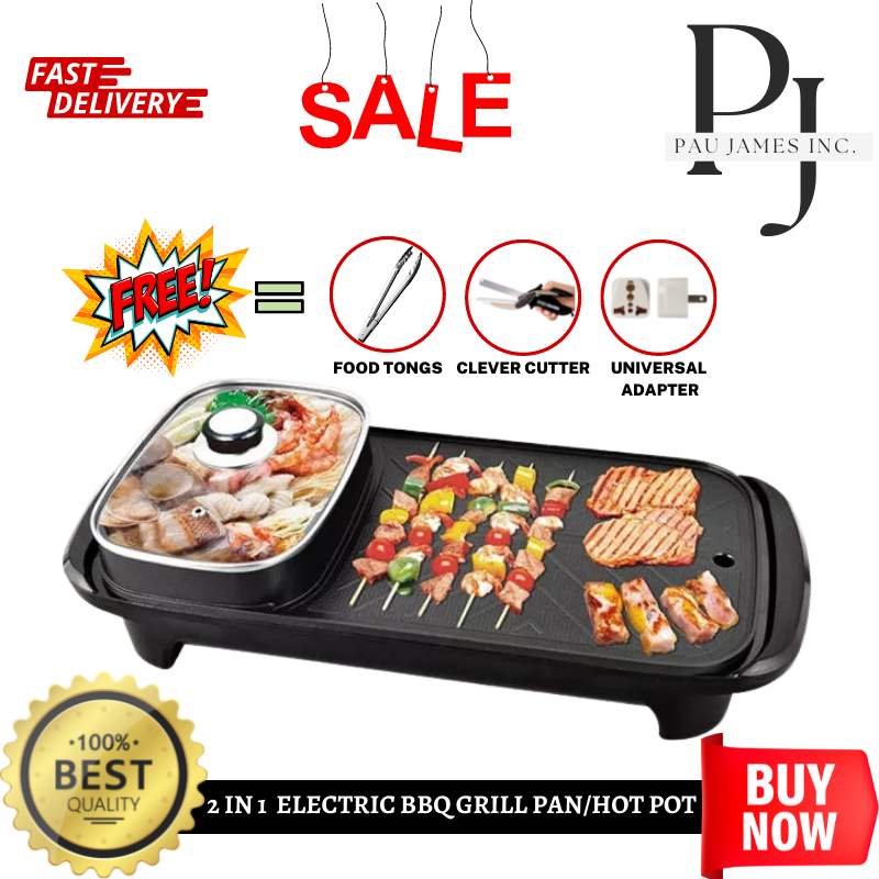 2in1 Korean Electric Griller with Hot Pot Rectangular Electric Grill