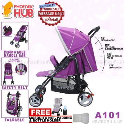 Phoenix Hub A101 High Quality Baby Stroller Stainless Frame Pushchair Portable Stroller Multi Function Baby Travel System