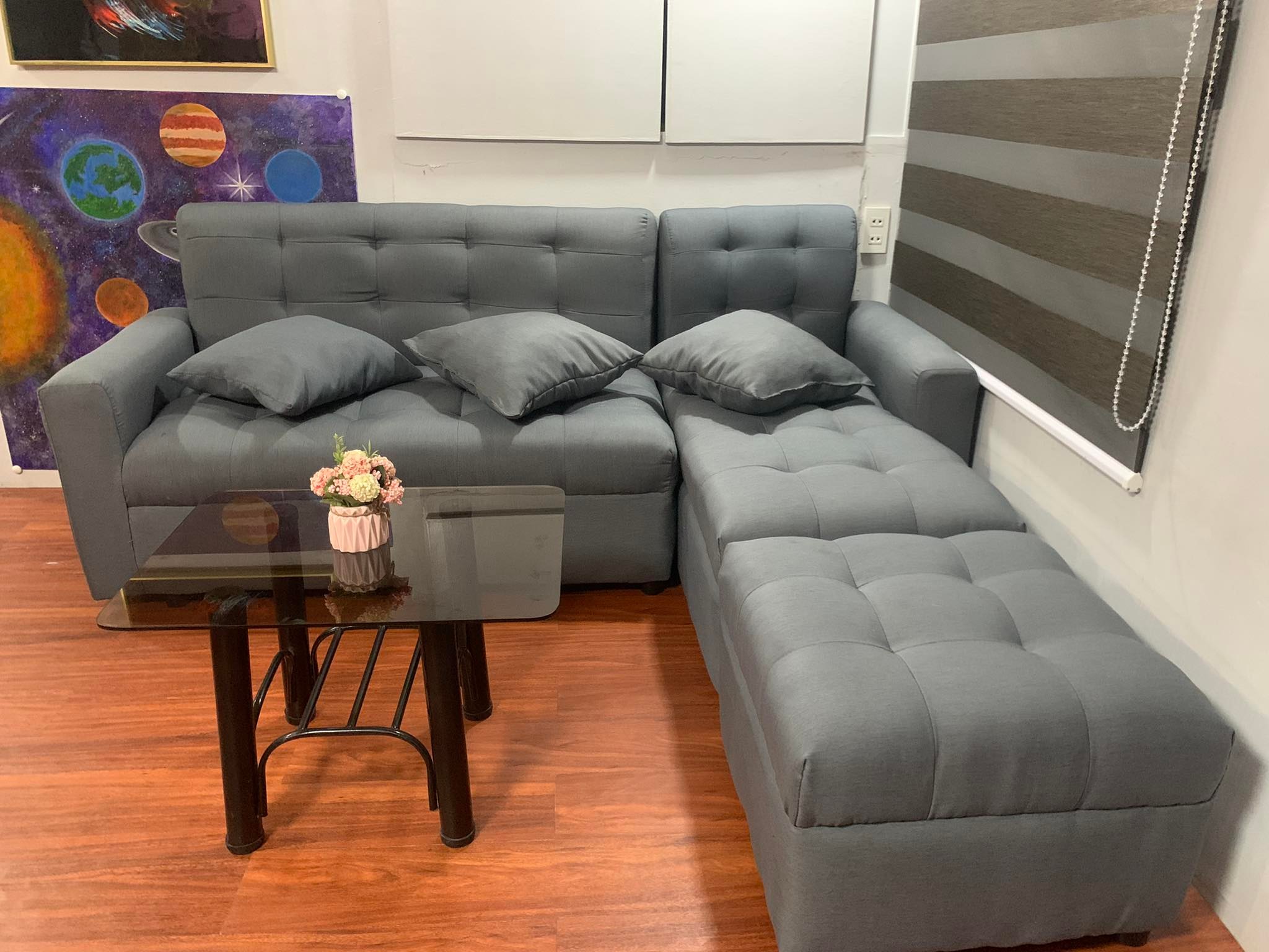 Sala Set L Shape Grey Fabric Sofa With Glass Table Uratex Foam Cash   C9443bf576cc72f0ff0621abb6f68821 