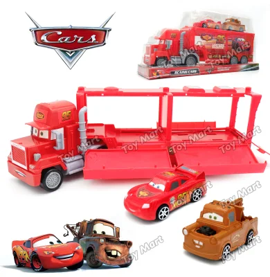 Mack Container Hauler Super Truck with Pull Back Cars McQueen Mater Cartoon Character Car Set Imported High Quality Children Kids Toy Gift ToyMart Toys Play Set Simulation Toy
