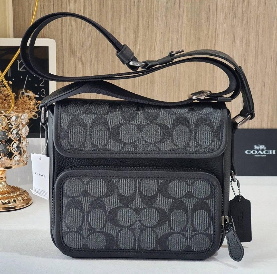 Coach C9870 Black Sullivan Flap Crossbody In Signature Canvas Lazada PH