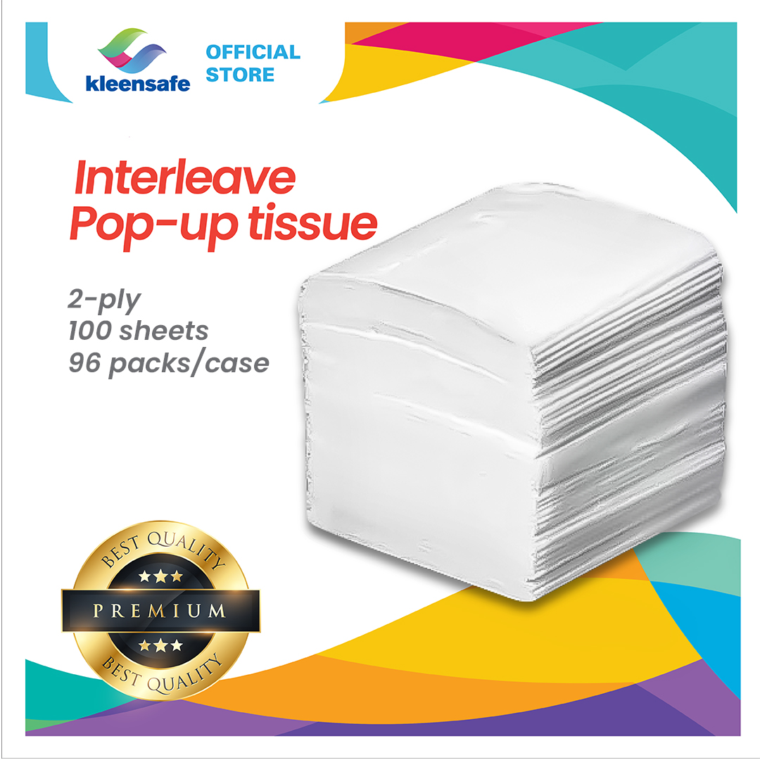Kleensafe 2ply 100 Sheets Virgin Pulp Interleave Pop Up Tissue Facial