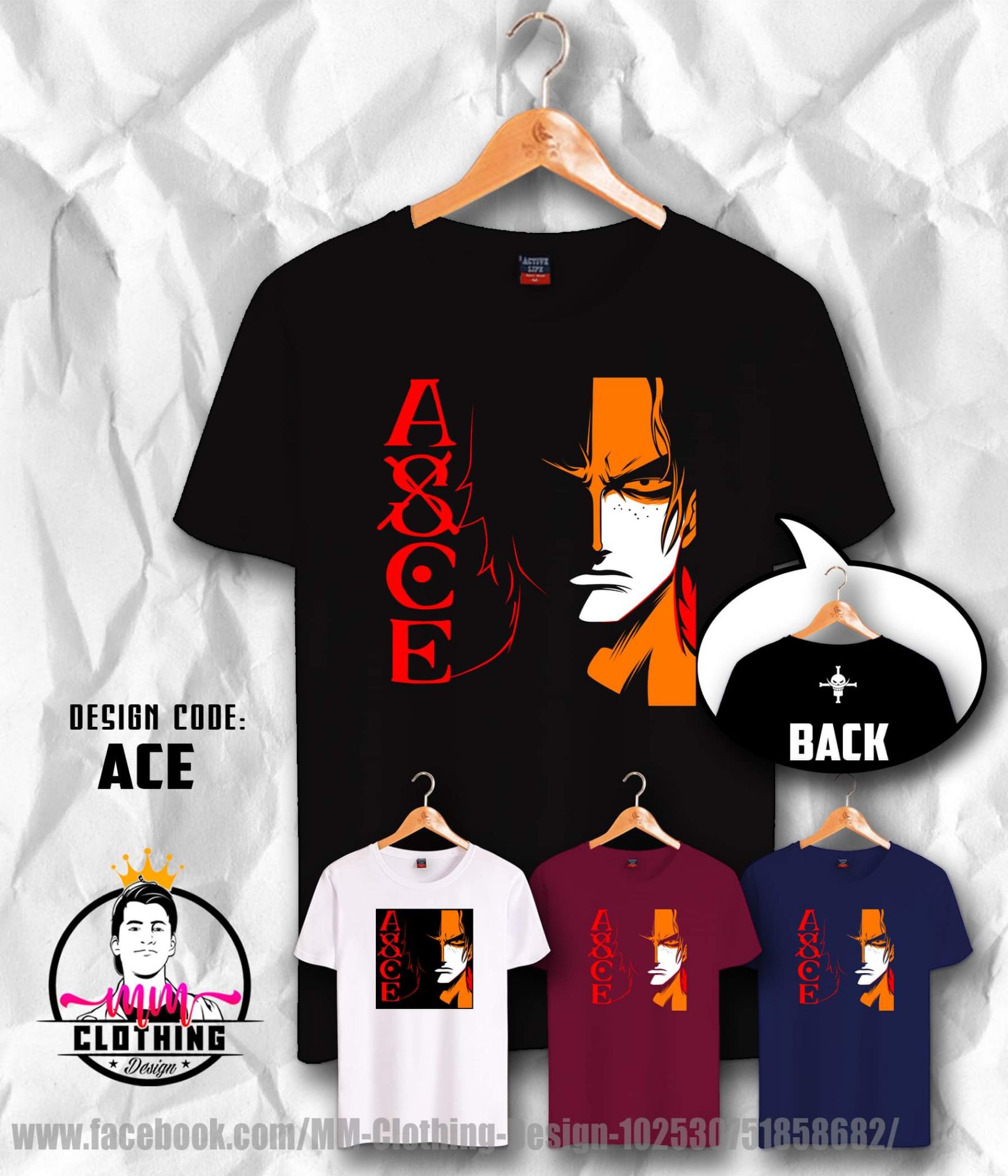 One Piece Ace Anime T Shirt Design By Mm Design | Lazada Ph